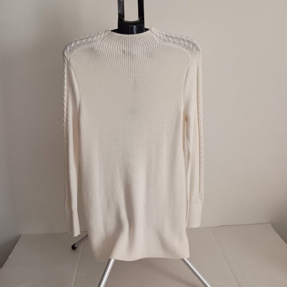 Banana Republic Cream Cable Knit Mock Neck Long Sweater Women’s Size S NWT - Picture 13 of 14